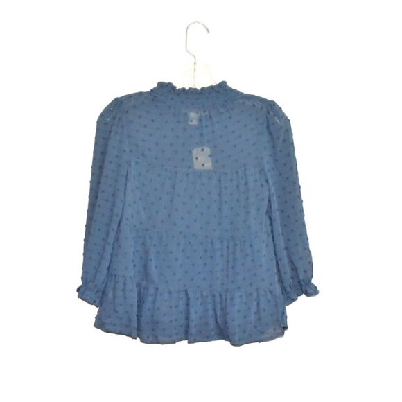 Monteau Swiss Dot Semi Sheer 3/4 Sleeve Blouse Size XS - Picture 2 of 14